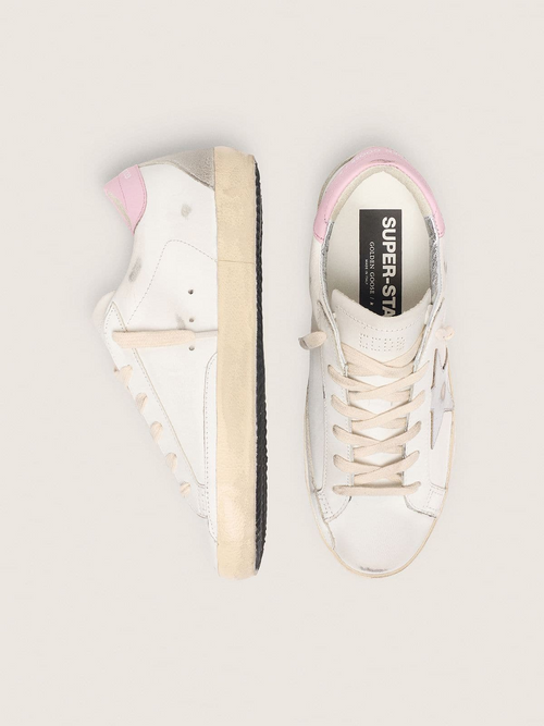 Super-Star cuir argenté / rose